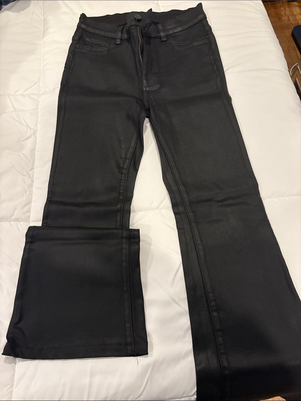 DL1961 Black Coated Flare Jeans